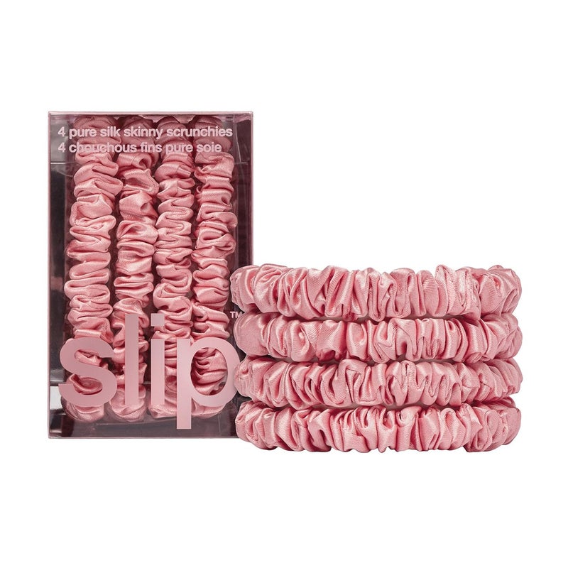 SLIP Skinny Scrunchies: Anti-Crease, Anti-Breakage Slipsilk™ Design Protects Delicate Hair | Includes 4 Pure Silk Scrunchies, Rose - new - Image 1